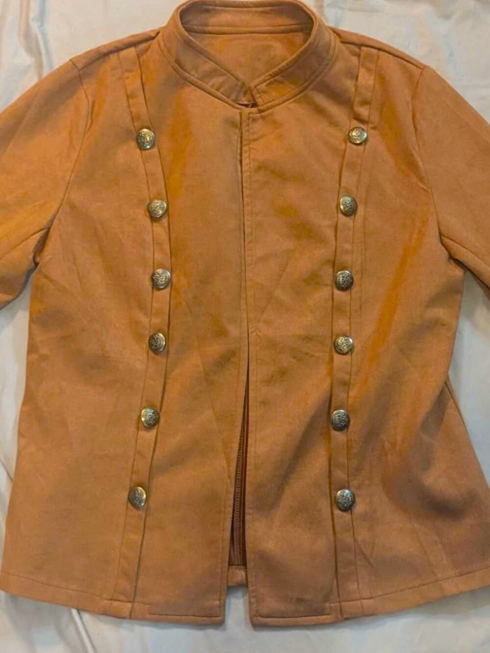 NEW Military Style Women's Faux-Suede Lined Blazer / Jacket - Rust color - LARGE
